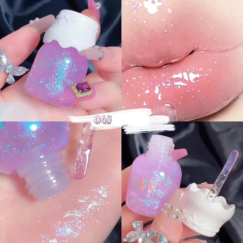 Gege Bear Butterfly Knot Lip Gloss Moisturizing Hydrating Mirror Shine sparkling Non-stick Cup Lipstick Beauty Makeup — image 11