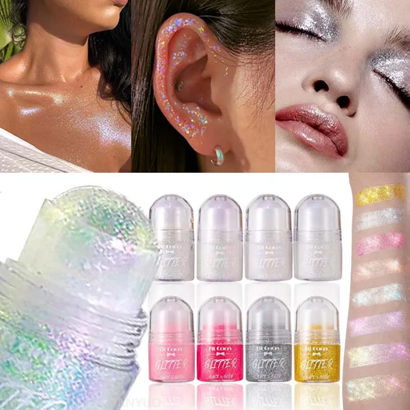 Sparkling Sequins Glitter GEL Face Body Eye ภาพวาด Shine Liquid สีขาว Silvery Pearl GLOSS Eye Brighten STAGE แต่งหน้าตกแต่ง — image 1
