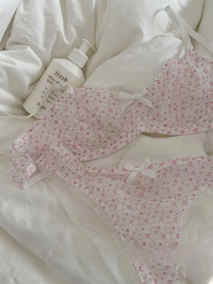 Seluar dalam sulaman mesh nipis bernafas sokongan atas payudara besar menunjukkan set bra kecil wanita push up pakaian dalam — image 2