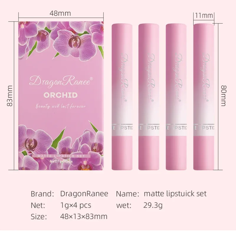 Cigarette Lipstick Set 4pc Velvet Matte Lip Gloss Waterproof Long Lasting Smoke Lip Stick Sexy Red Lip Tint Charming Lips Makeup — image 7