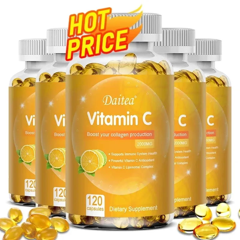 La vitamina C 2000 Mg favorisce la produzione di collagene Integratore alimentare liposomiale di vitamina C Non OGM e senza glutine Vegetariano — image 5