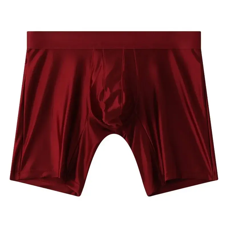 Intimo da uomo liscio e setoso, in raso elasticizzato, boxer a gamba lunga senza cuciture, custodia a tromba, mutande sportive, club party lingerie — image 12