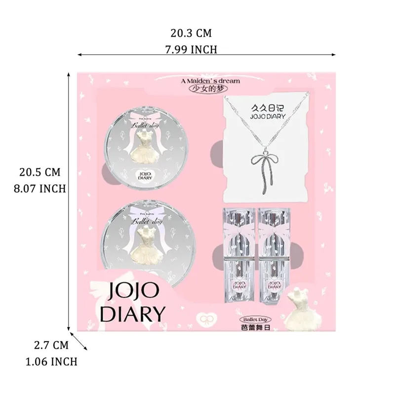 Coffret cadeau de maquillage Ballet Day, kit cosmétique tout-en-un avec fard à joues et rouges à lèvres, collier à nœud, jolie boîte rose — image 3