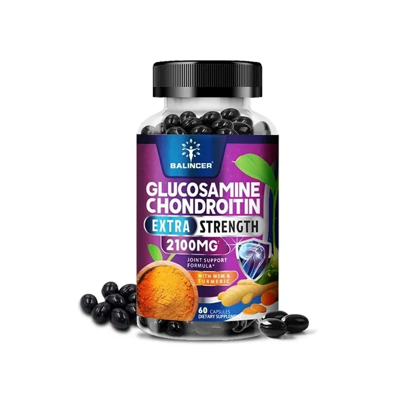Complexo de glucosamina e condroitina com suplemento dietético de suporte articular de raiz de cúrcuma 120 cápsulas vegetarianas — image 10