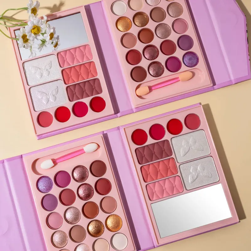Professionel multifunktionel alt-i-en makeuppalette med mat skinnende læbestift Blush Contour Highlighter Makeup Kosmetik — image 4
