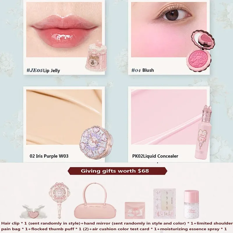 Flower Knows Makeup Gift Set Lip Cream Blush Cushion BB Cream Brightening Concealer Hydrating Essence & Cosmetic Bag All-in-One — image 9