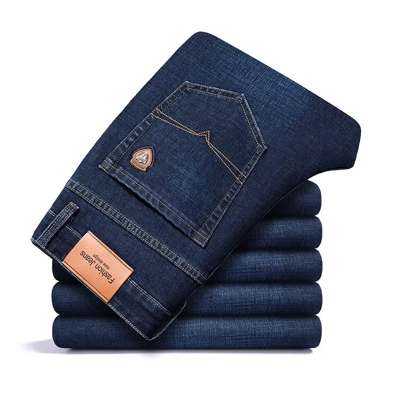 BAO 2024 autumn spring fitted straight stretch denim jeans classic style badge youth men's business casual jeans trousers — image 11
