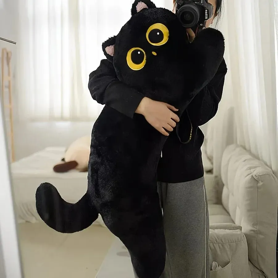 Black Cat Plush Pillow Logic Cat Doll Long Bedhead Pillow Dormitory Sleeping Leg Clamp Pillow Sofa Cushion Home Using Supplies — image 8