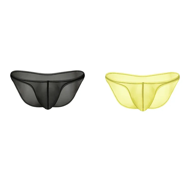 Sous-vêtements pour hommes, culotte triangulaire transparente en soie glacée délicate, slip taille basse de personnalité — image 15