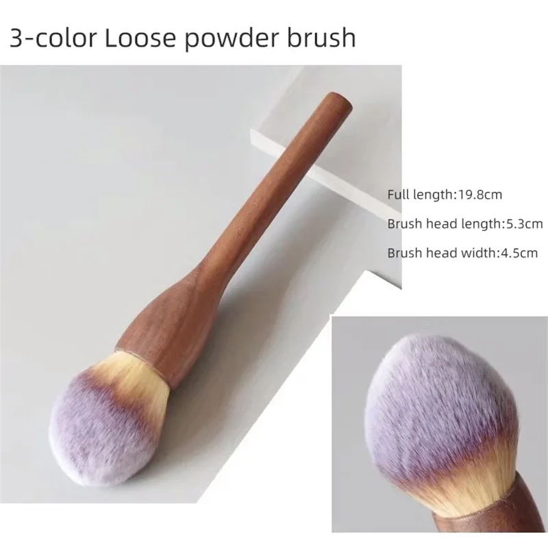 วอลนัทไม้ Handle แปรงแต่งหน้า Loose Powder Foundation Blush Contour แปรง Super Soft ความหนาแน่นสูงแต่งหน้าเครื่องมือแปรง — image 8