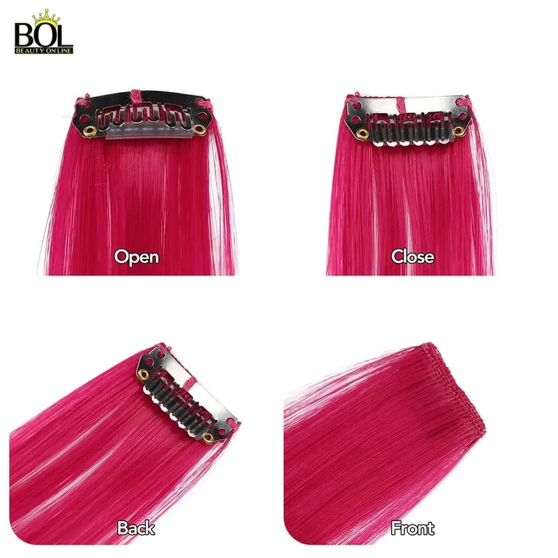 BOL สังเคราะห์ผมสีผม Strands Deep WAVE คลิปบนผมหญิงสายรุ้ง 24Inch10 ชิ้น/เซ็ตทนความร้อน — image 7