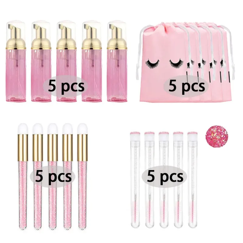 60ml 리필 가능 빈 플라스틱 펌프 병 래쉬 확장 청소 키트 긴 막대 브러시 래쉬 경기자 먼지 튜브 EVA 보관 가방 도구 — image 11