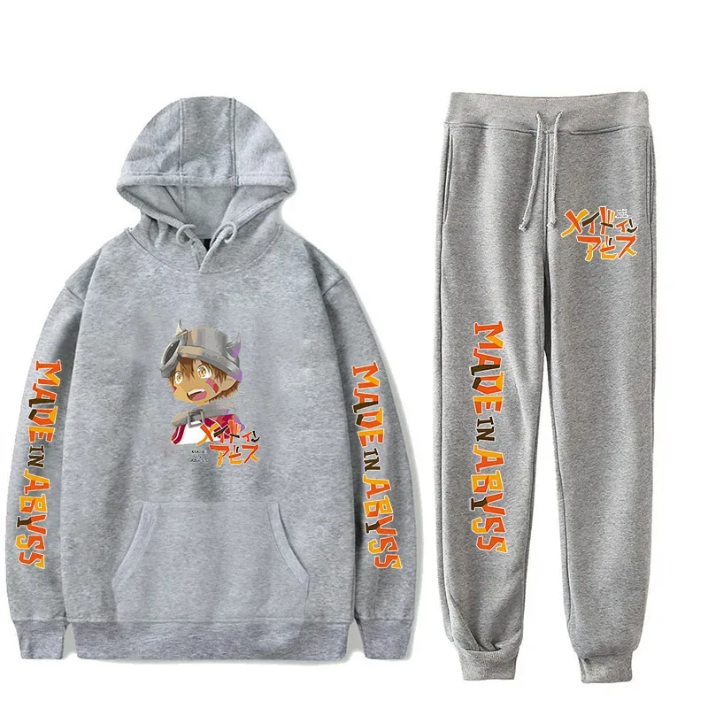 Harajuku Comfortable Made in abyss Print Sweatshirt Sweatpants Suit Men/Women Hoodies+ Trousers Suit Cute 2 Piece Set Clothes — image 48