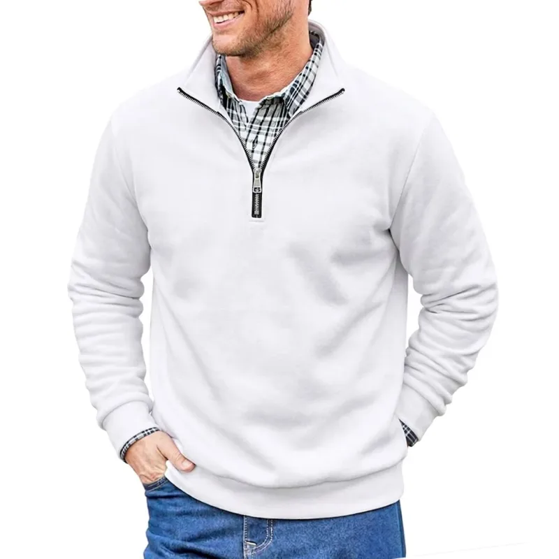 Männer Frühling und Herbst Half Zip Pullover Sweatshirts Einfarbig Outdoor Casual Tops Langarm Hoodie für Sport und Alltag — image 11