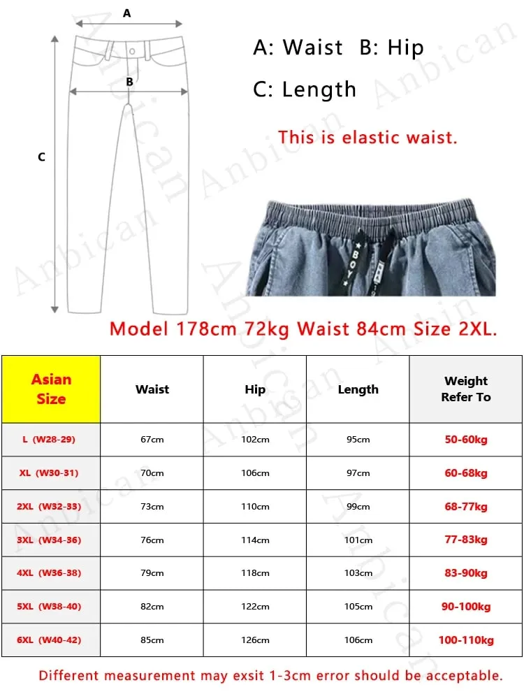 Celana Jeans Jogger Pria Celana Kargo Denim Multi Saku Agak Melar Bahan Katun Dicuci Ukuran Asia L-6XL — image 6