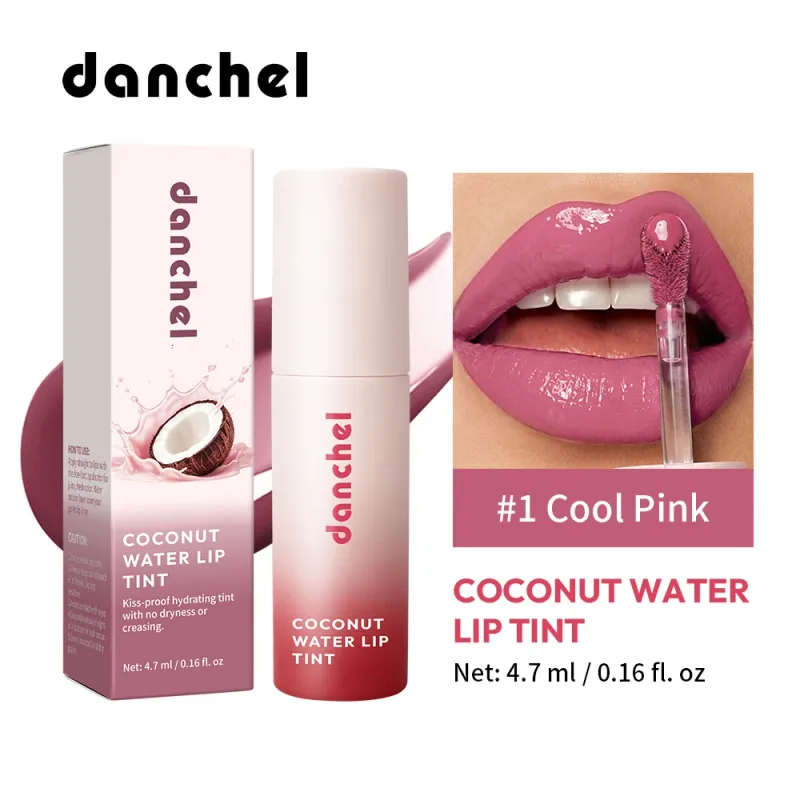 น้ำมะพร้าว Lip Tint Long-Lasting Hydration Flawless สีเคลือบเงาไม่เหนียวเหนอะหนะกันน้ำ Smudge-Resistant Lip Tint