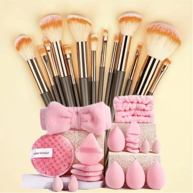 Conjunto de pincéis de maquiagem, 13 peças, sombra, base, iluminador, blush, corretivo, feminino, ferramenta de beleza macia, esponjas de beleza, polegar — image 15