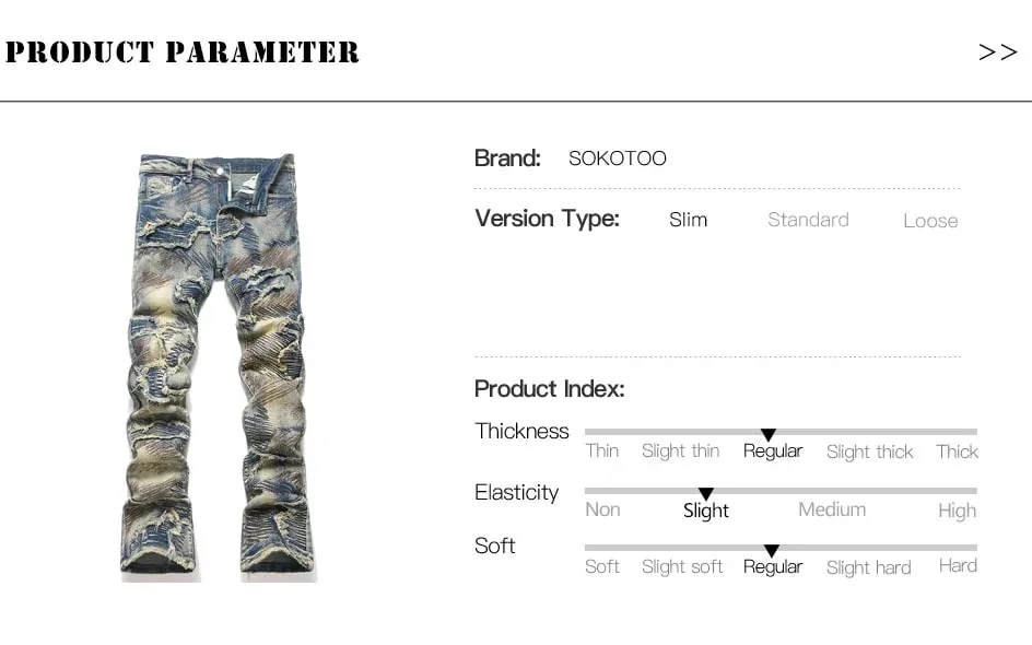 Män Broderi Patch Boot Cut Jeans Patchwork Stretch Denim Slimma utsvängda byxor Vintage blå Streetwear byxor — image 7