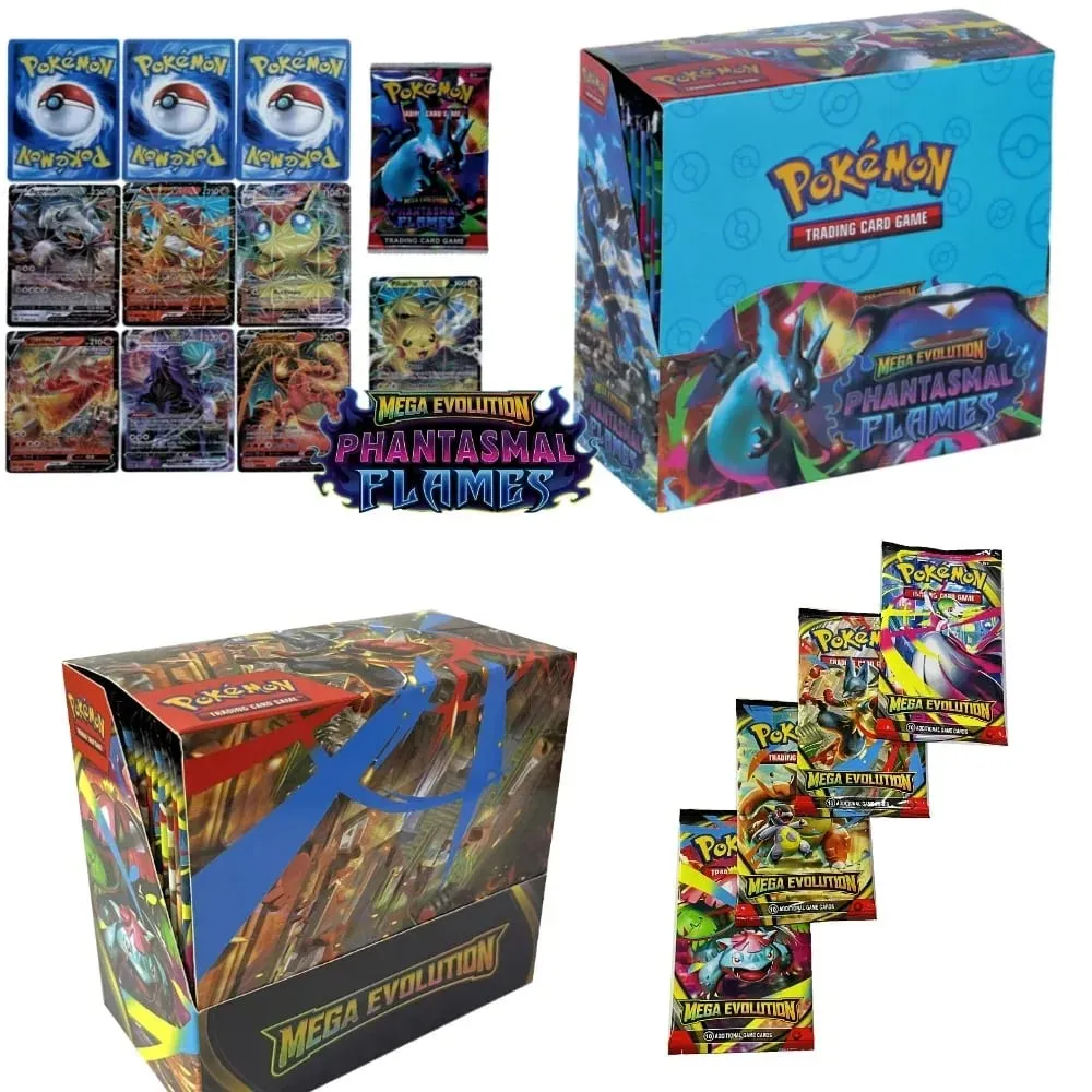 fun 40-360Pcs/Set Pokemon Card MEGA EVOLUTION Phantasmal Flames English Booster Battle Card Anime Fans Kids Birthday Gift Toy — image 1