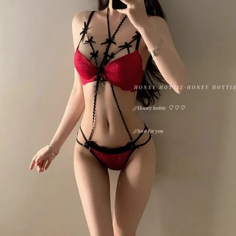 ความงามสร้อยคอโบว์สีม่วงและชุด - ความอิ่มตัวต่ำการจับคู่ชุดชั้นใน Push Up Bra และสร้อยคอปรับได้สำหรับผู้หญิง MOYISU — image 9