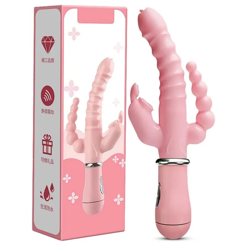 Potente vibratore 3 in 1 vibratore del coniglio del vibratore vibratore del clitoride anale impermeabile giocattoli del sesso per le donne coppie che flirtano vibratore del dildo