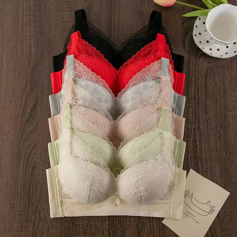Sexy Lace Thickened Push-Up Bra for Small Breasts Anti-Sagging Adjustable Comfortable Wire-Free Lingerie — image 2