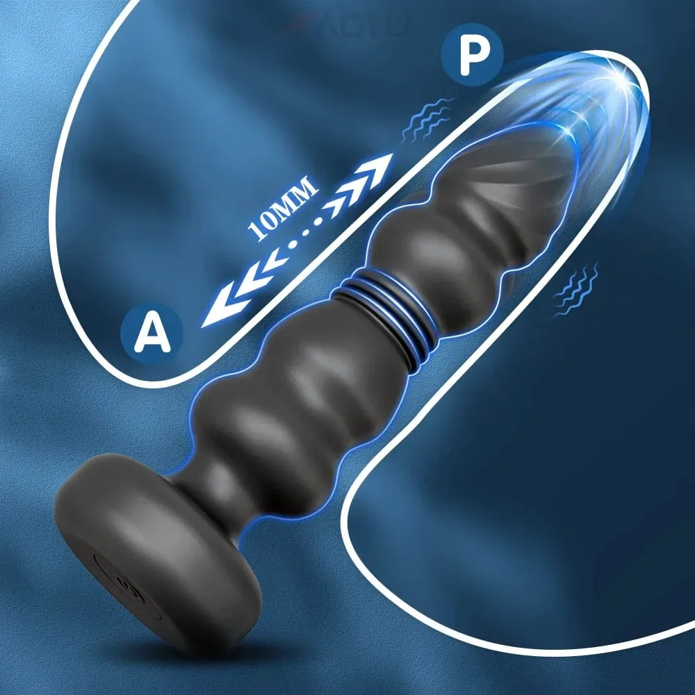 Stießen Anal Plug Vibrator Anal Perlen Männlichen Prostata-massagegerät Teleskop Vibrierender Butt Plug Stimulator Sex Spielzeug für Frauen Männer — image 3
