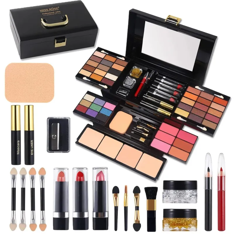 Palette per trucchi tutto in uno, ombretti pigmentati opachi, brillanti, fard, kit per contorni, set completo di cosmetici per principianti e truccatori