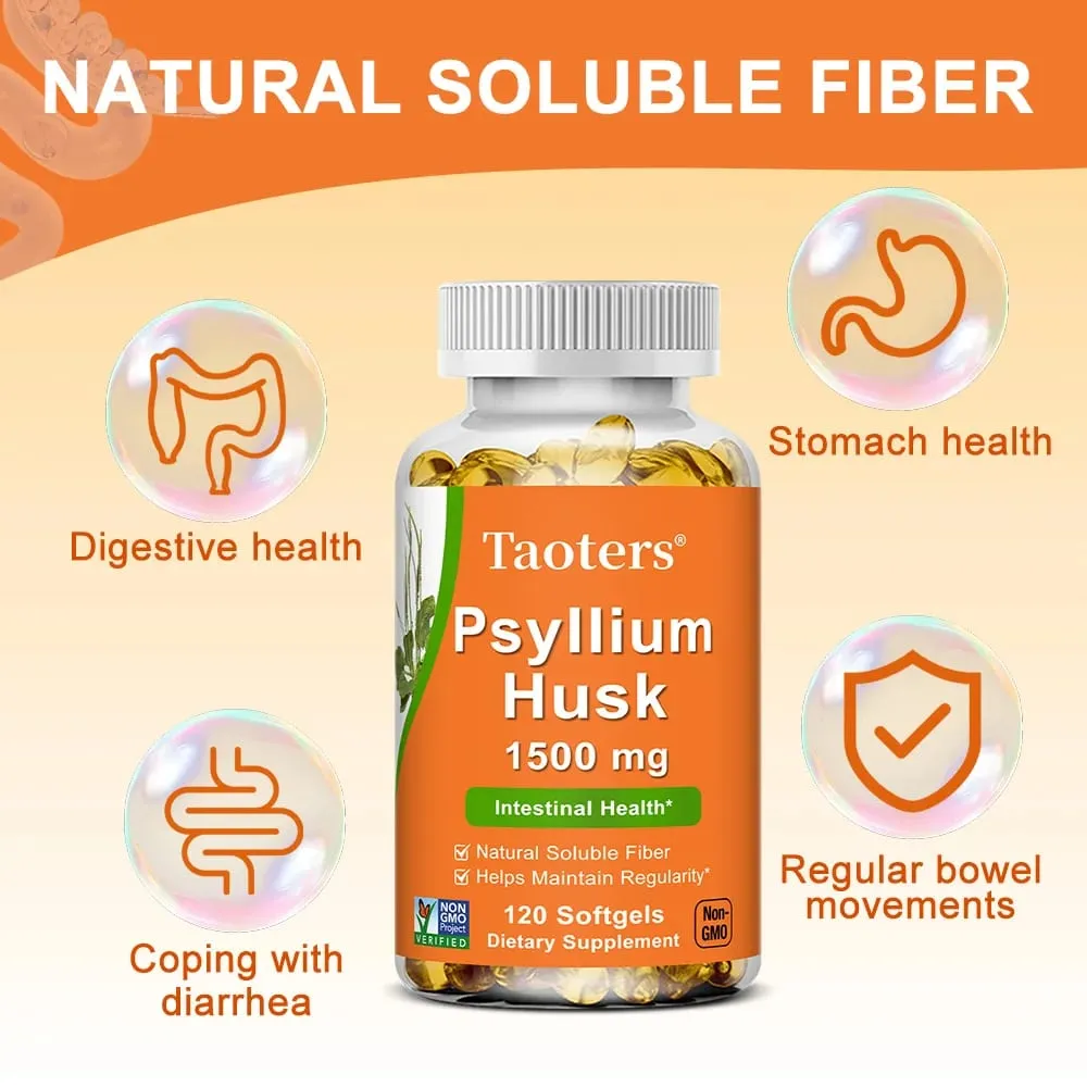 Psyllium Husk Supplement-Natural Soluble Fiber Promotes Digestion Supports Immunity and Promotes Intestinal Health 120 Capsules — image 5