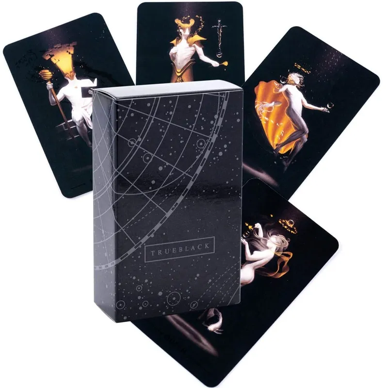 Kartu Tarot Hitam Sejati 78 Kartu Set Permainan Ramalan Hadiah Permainan Meja Peramal dan Ramalan