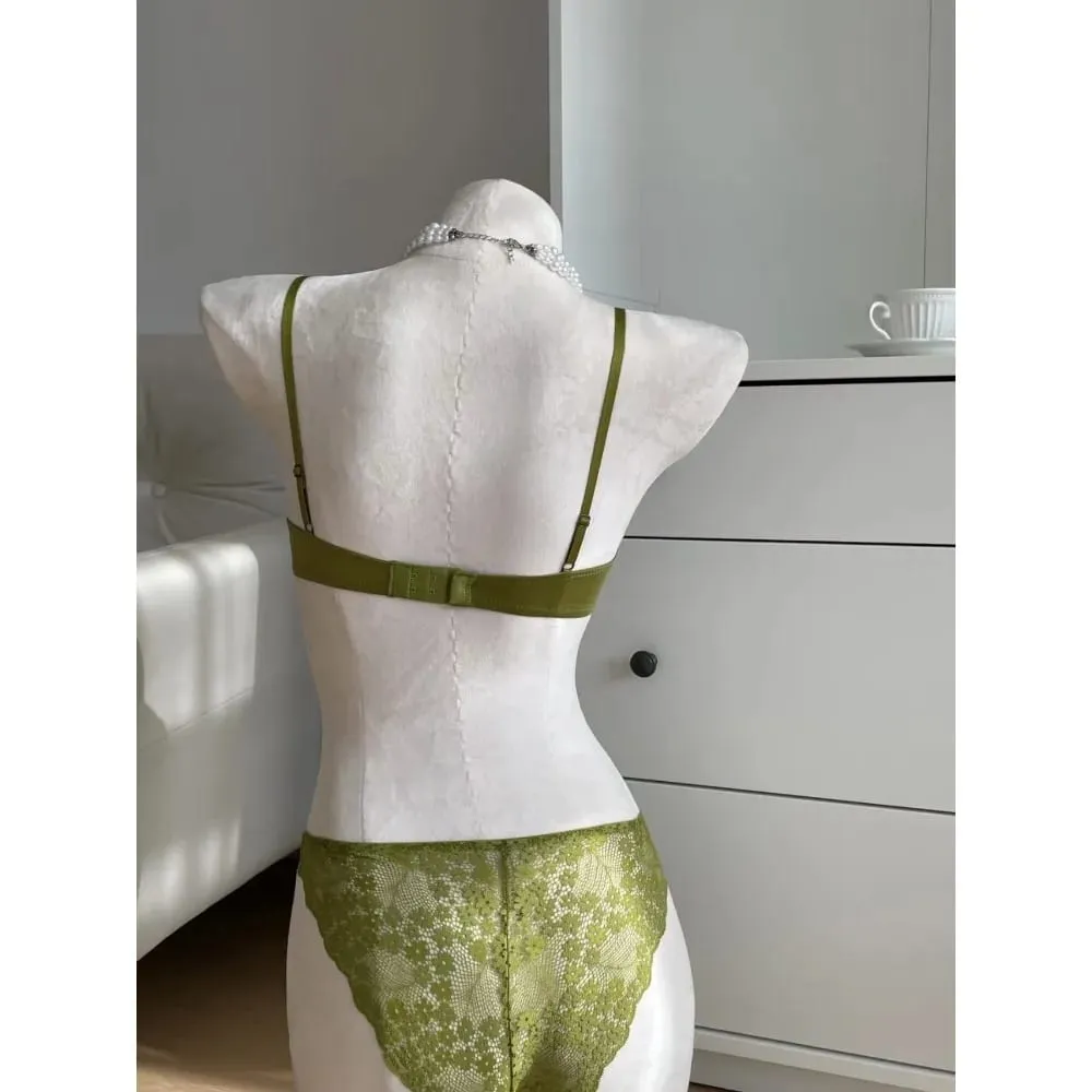 Set di lingerie da donna francese a mezza coppa, morbido reggiseno push-up con ferretto, cinturino sottile, reggiseno intimo leggero e estivo 32-38AB — image 2