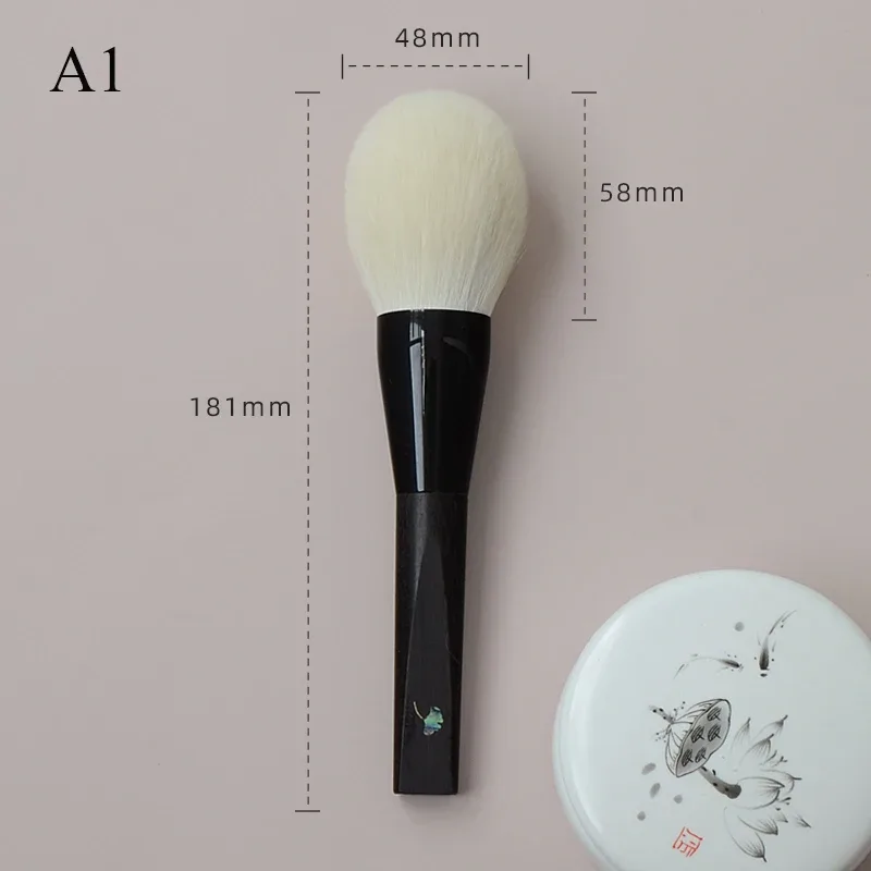 Shoushoulang Hand Crafted Makeup Brush Soft Tiny Tips Goat Hair 1PC Face Powder Blush Contour Brush Ebony Handle Makeup Brushes — image 13