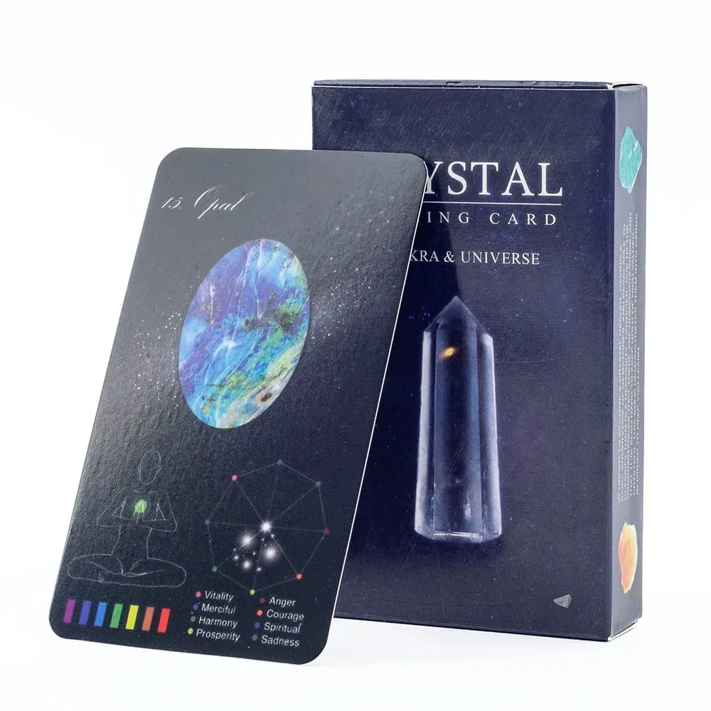Kad Penyembuhan Kristal Dek 60 Kad dengan Kad Zodiak Kristal dan Oracle untuk Permainan Papan Keluarga Ramalan Ramalan Nasib — image 1