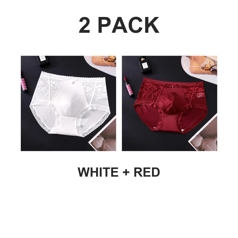 Confezione da 2 slip da uomo in pizzo di raso a vita media, custodia 3D, fiocco in strass, bordo smerlato elastico alto, liscio — image 21