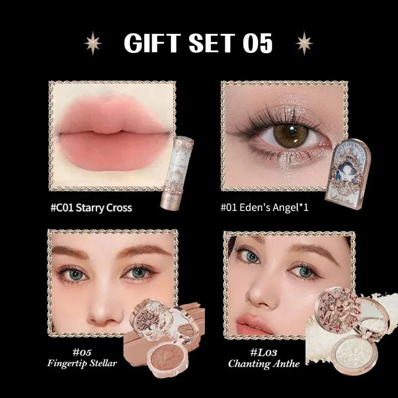 Flower Knows Little Angel Collection Coffret cadeau de maquillage Fard à paupières Crème Blush Rouge à lèvres mat Kit complet — image 8