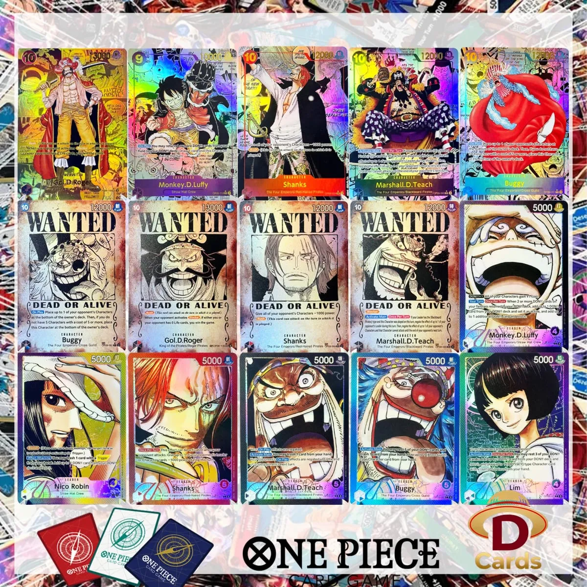 OP09 One Piece Emperors in the New World Deck organisé Luffy Shanks Roger Buggy Zoro Dragon Foil Cartes proxy texturées Anglais — image 1