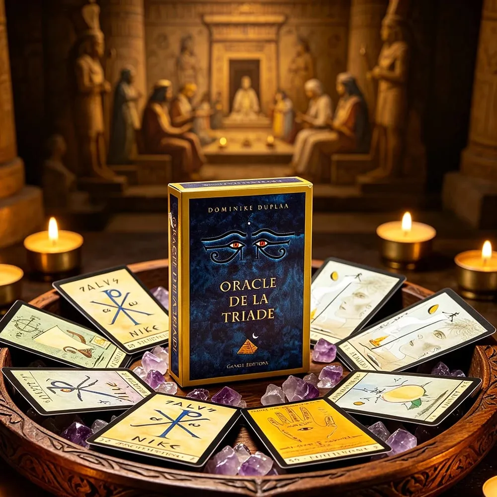 Oracle De La Triade เวอร์ชันภาษาฝรั่งเศส การ์ด Oracle อียิปต์โบราณ Mystic Divination Deck Spiritual Fortune-Telling การ์ดเกม — image 3