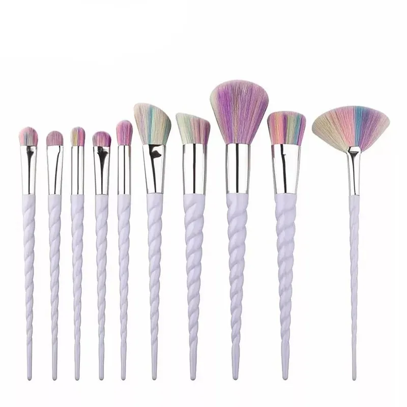 10pcs Berus Makeup Set Berus Asas Rambut Lembut Serbuk Pemerah Pipi Kontur Kening Pembayang Mata Wanita Kosmetik Blending Alat Mekap