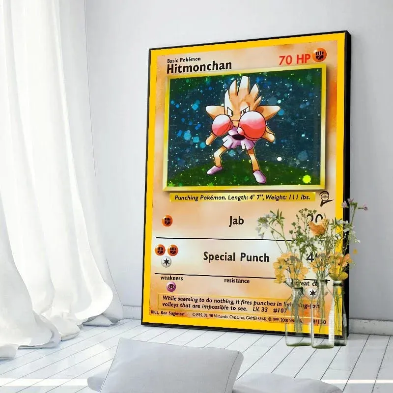 Pokemon Basis ชุด 1996 จาก Engels การ์ด Shining โปสเตอร์ภาพวาดผ้าใบพิมพ์สีน้ำ Wall Art ภาพตกแต่งบ้านของขวัญ