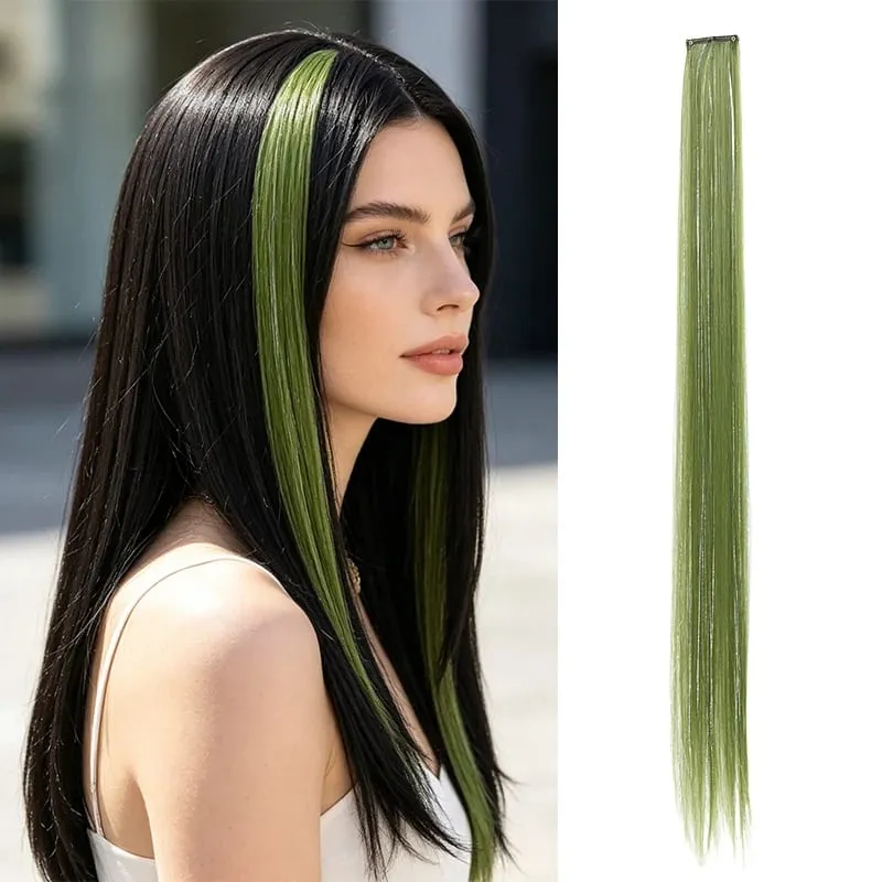 Clip BB nelle estensioni dei capelli sintetici con fili d'argento laser Pezzi di capelli colorati lucenti per l'uso quotidiano delle feste Nessun danno — image 10