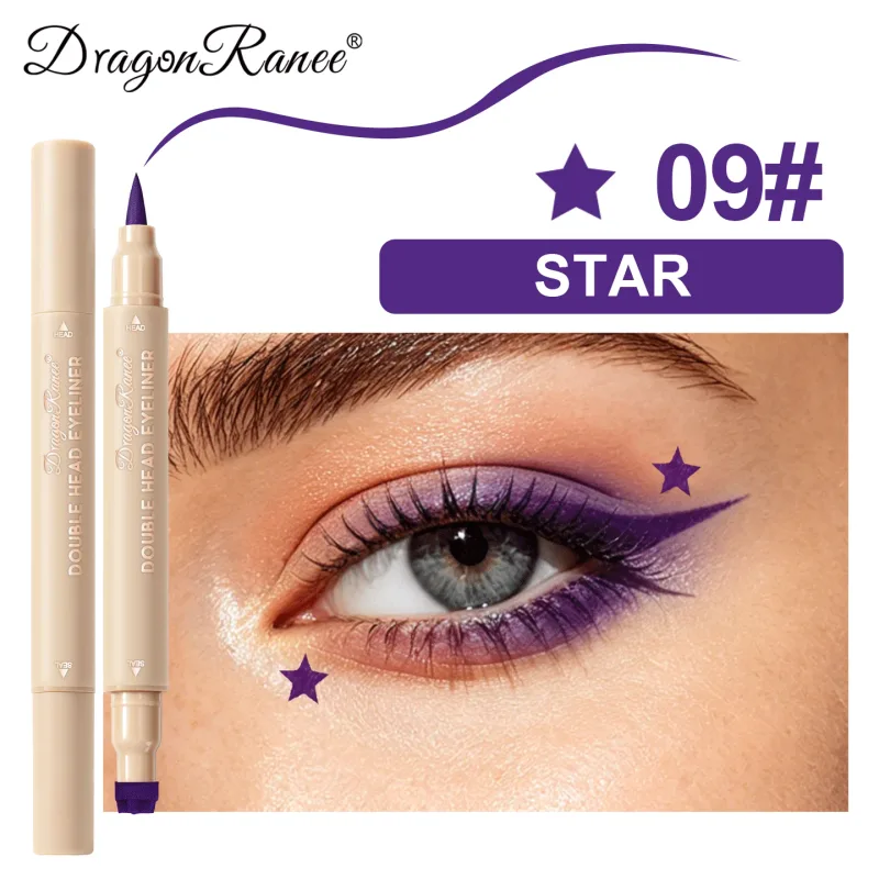 Double-ended Love Star Butterfly อายไลเนอร์กันน้ำ Smudge-Proof Quick Drying 2 in 1 ที่มีสีสัน Stamp Eye Line ปากกาแต่งหน้า — image 23