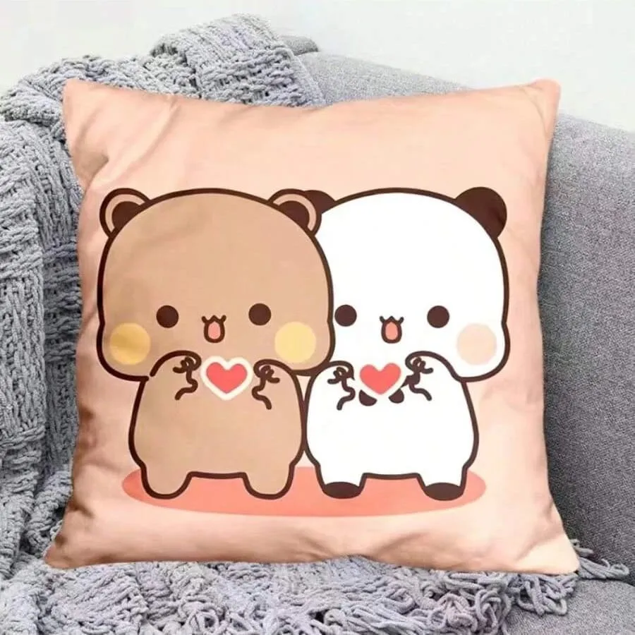 Yier Panda Bantal Comel Bubu Dudu Kartun Bantal Persegi Kawaii Anime Pinggang Lembut Sofa Kusyen Kereta Hiasan Bilik Tidur Rumah — image 13