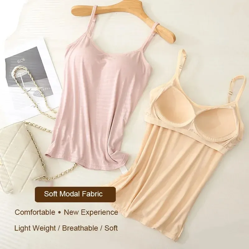 M-3XL für 35–85 kg, Modal, Übergröße, Camisole-Tanktop mit festem Körbchen, gepolsterte Damen-Brustunterwäsche, verschleißfrei