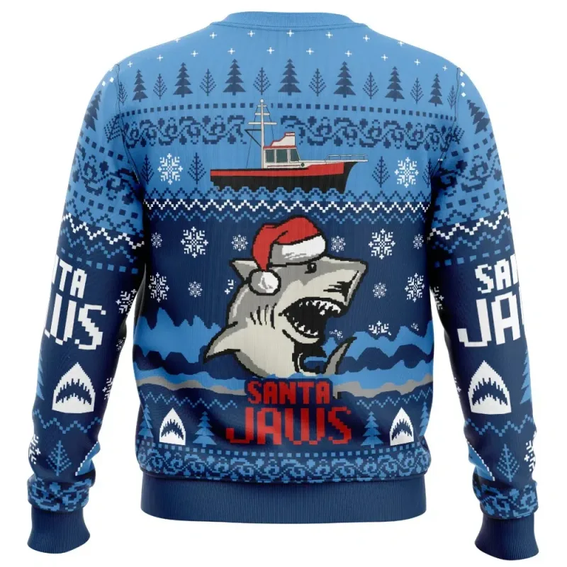 Babbo Natale Jaws Jaws Girocollo Brutta Felpa Natalizia Morbida Comoda Elegante Vestibilità Comoda Taglie Forti Manica Lunga Autunno Inverno — image 6