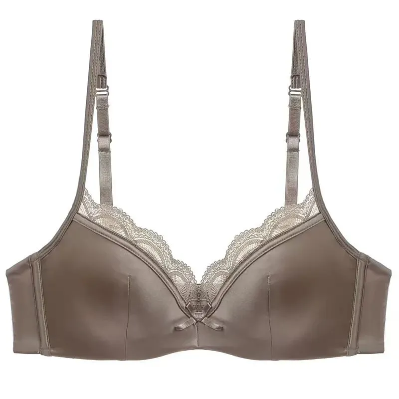 Französischer Luxus-Seiden-BH für Damen mit kleiner Brust, verstellbares Schlankheits-Bralette- und Höschen-Set, bequem, sexy, transparentes Dessous-Set — image 9