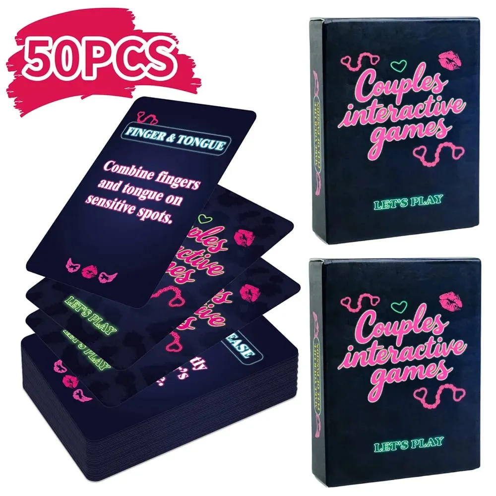 50PCS Kad Permainan Pasangan Seksual Flirty Interaktif Date Night Permainan Cinta Soal Jawab Set Kad Cabaran Hadiah Hari Valentine yang Romantik