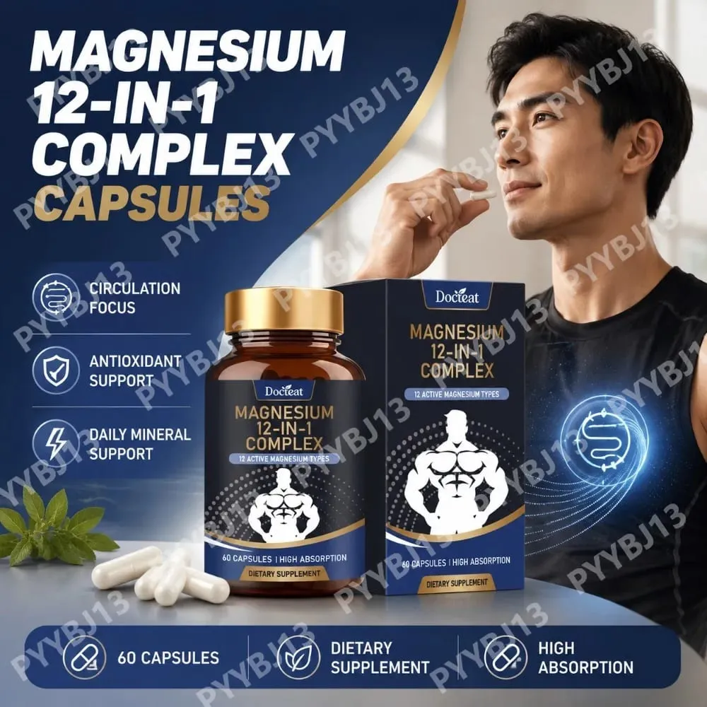 Magnezyum Takviyesi Kapsülleri 12 Magnezyum Formları Mineral Kompleksi Günlük Sağlık Desteği için Günlük Mineral Beslenme Takviyesi — image 2