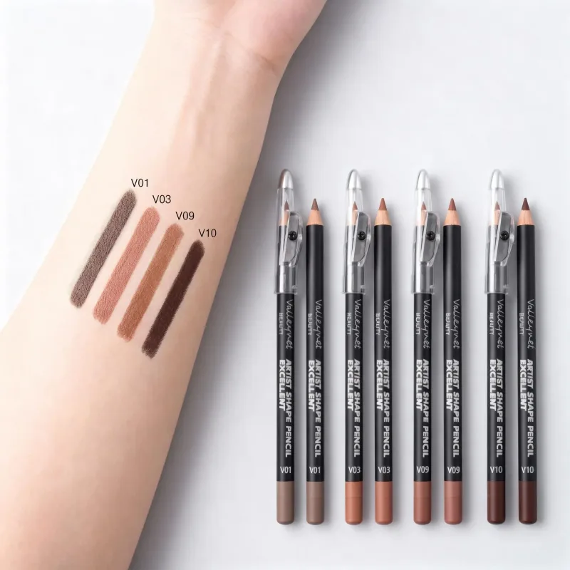 4 ชิ้น Brown Shades Lip Liner Set Matte Waterproof เข้ากันได้กับลิปกลอสและลิปสติกต่างๆ ขนาดกระเป๋าพกพา — image 4