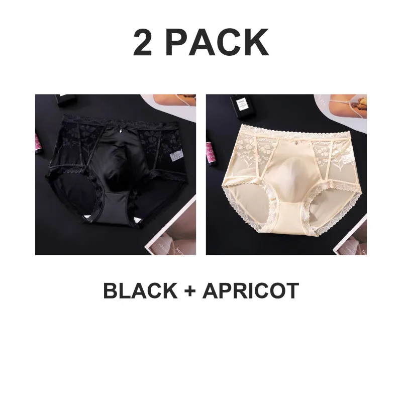 Confezione da 2 slip da uomo in pizzo di raso a vita media, custodia 3D, fiocco in strass, bordo smerlato elastico alto, liscio — image 19