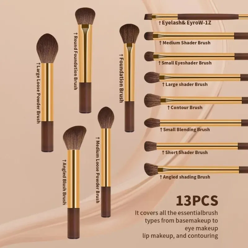 Bộ Cọ Trang Điểm Chuyên Nghiệp 13 Chiếc 13 Cọ Có Độ Chính Xác Cao Với Túi Bảo Quản Di Động Đựng Mỹ Phẩm Dụng Cụ Trộn Kem Nền — image 6